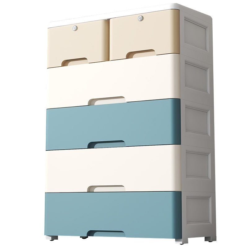 Contemporary Nursery Dresser Vertical Plastic Kids Nightstand with Drawers for Bathroom