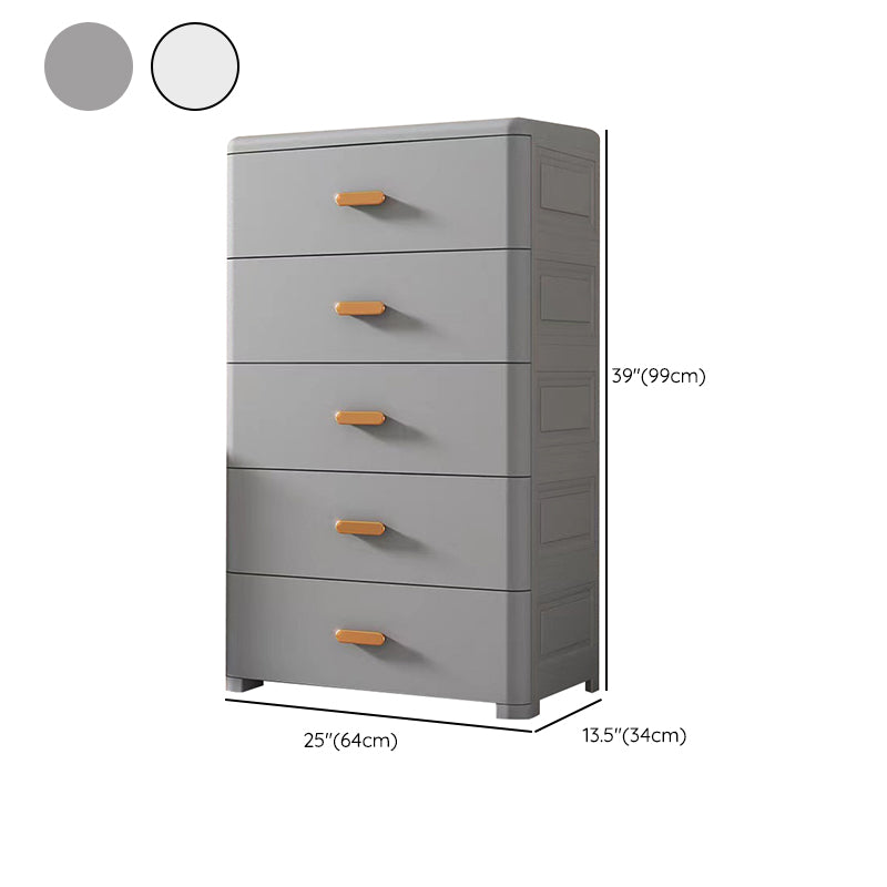 Contemporary Nursery Dresser Vertical Plastic Kids Nightstand with Drawers for Bathroom