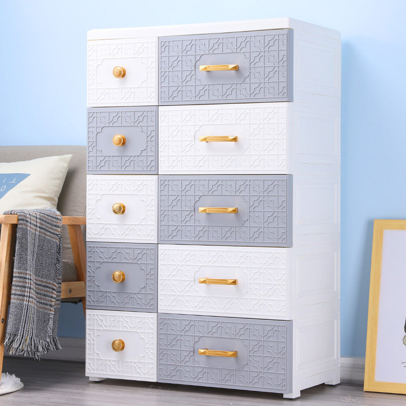 Scandinavian Nursery Dresser Vertical Plastic Kids Furniture with Drawers for Bedroom