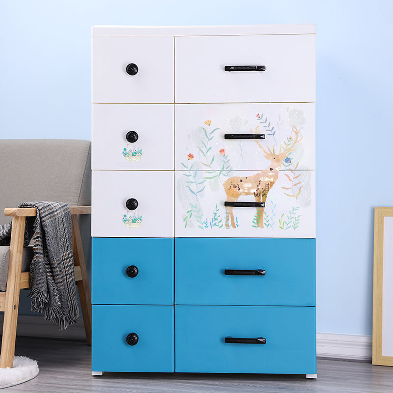 Scandinavian Nursery Dresser Vertical Plastic Kids Furniture with Drawers for Bedroom