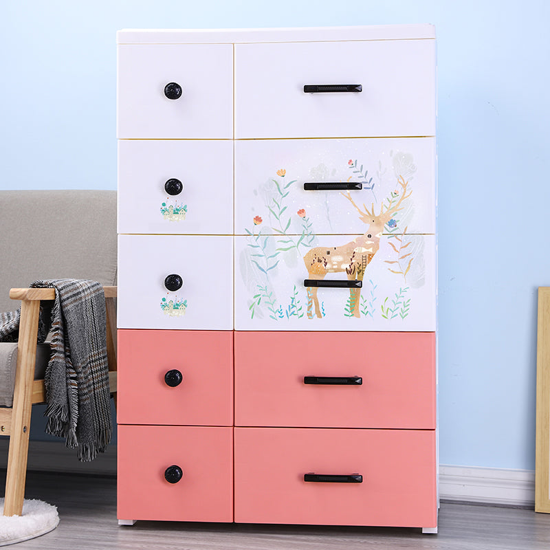 Scandinavian Nursery Dresser Vertical Plastic Kids Furniture with Drawers for Bedroom