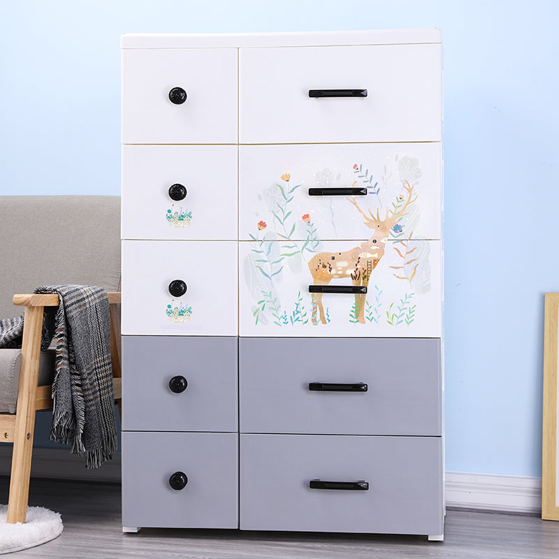 Scandinavian Nursery Dresser Vertical Plastic Kids Furniture with Drawers for Bedroom