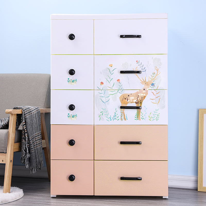 Scandinavian Nursery Dresser Vertical Plastic Kids Furniture with Drawers for Bedroom