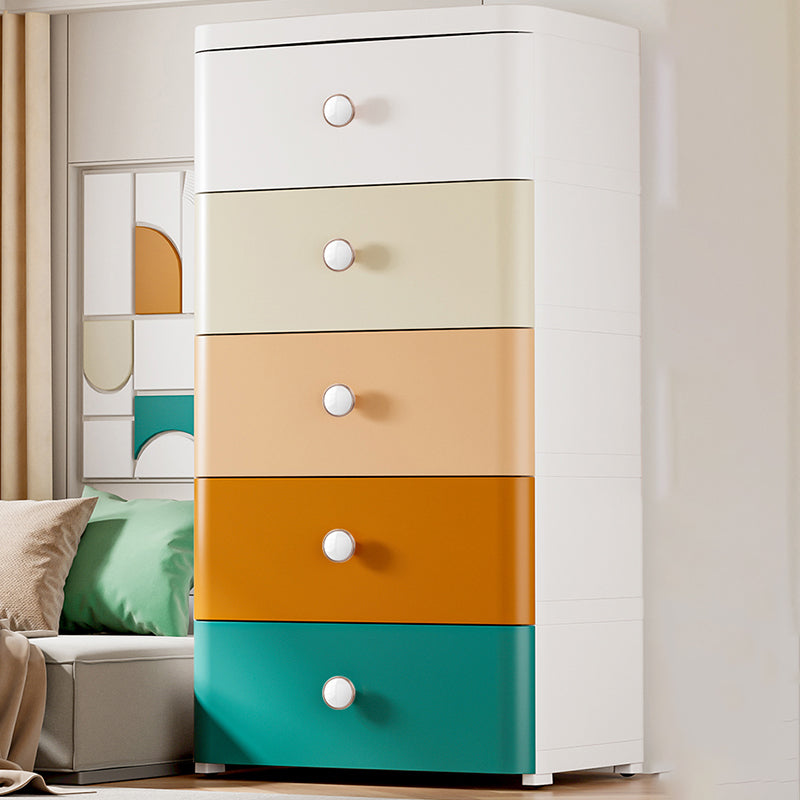 Contemporary Nursery Dresser Plastic Vertical Kids Nightstand with Drawers for Bathroom