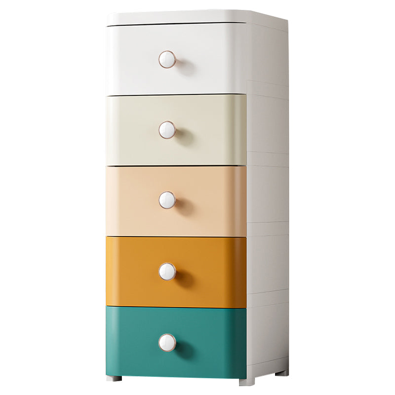 Contemporary Nursery Dresser Plastic Vertical Kids Nightstand with Drawers for Bathroom