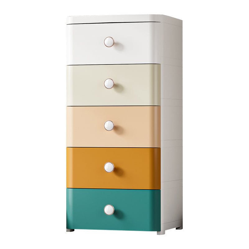 Contemporary Nursery Dresser Plastic Vertical Kids Nightstand with Drawers for Bathroom