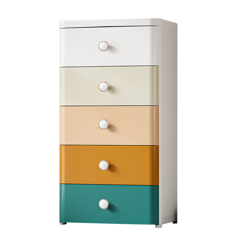 Contemporary Nursery Dresser Plastic Vertical Kids Nightstand with Drawers for Bathroom