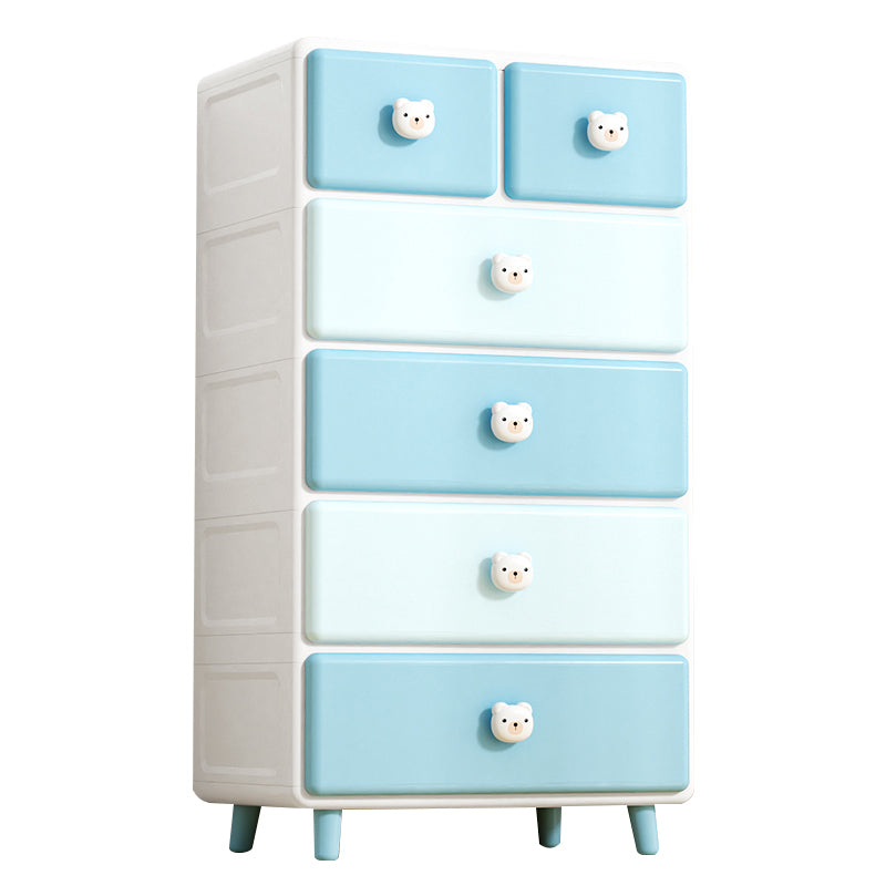 Contemporary Vertical Nursery Dresser Plastic Kids Nightstand with Drawers