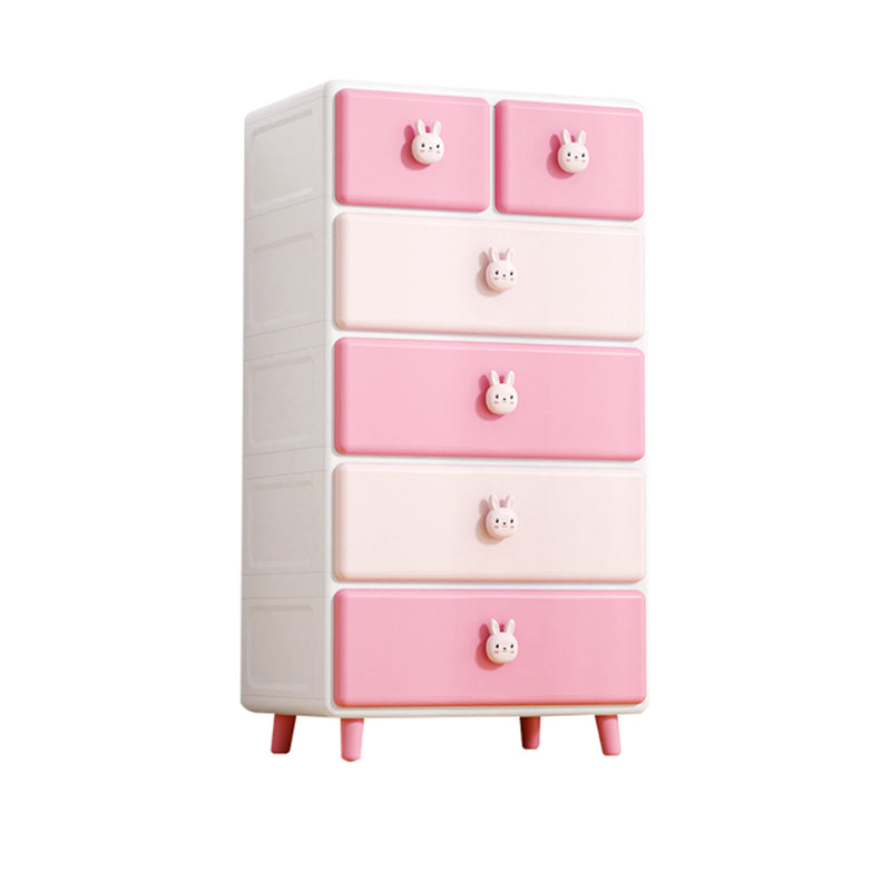 Contemporary Vertical Nursery Dresser Plastic Kids Nightstand with Drawers