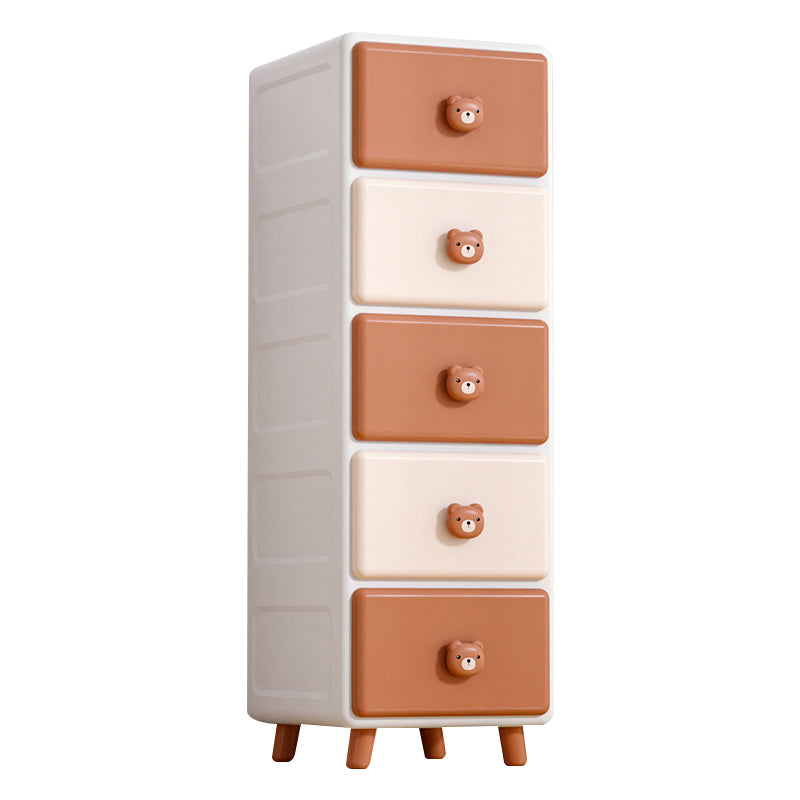 Contemporary Vertical Nursery Dresser Plastic Kids Nightstand with Drawers