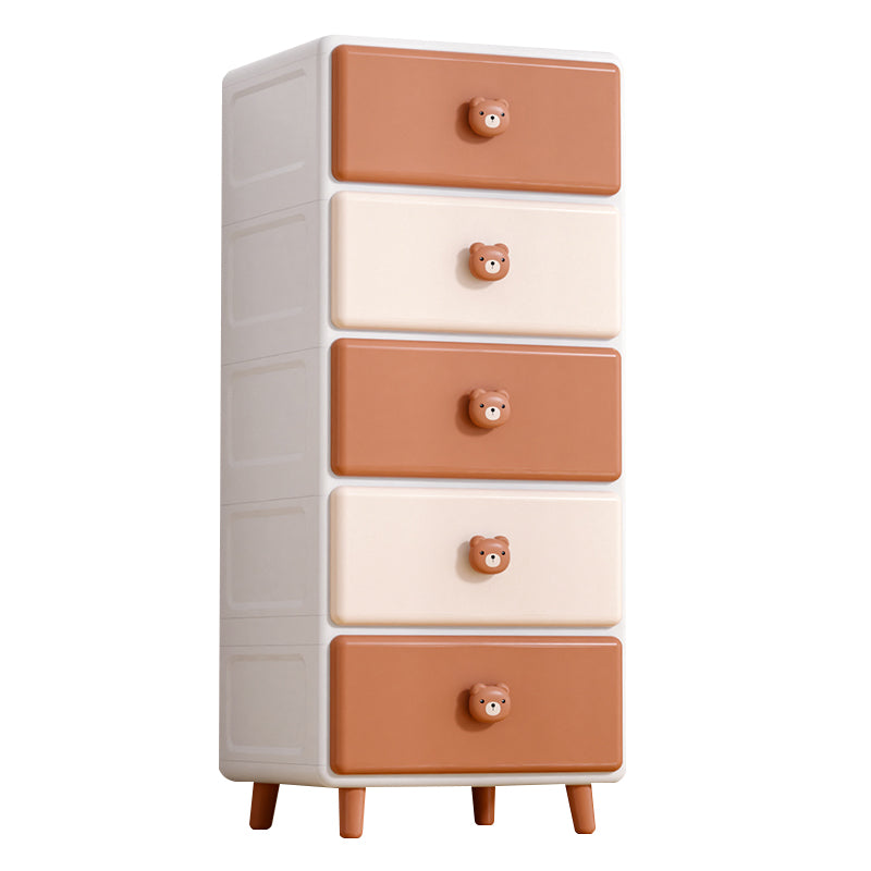 Contemporary Vertical Nursery Dresser Plastic Kids Nightstand with Drawers