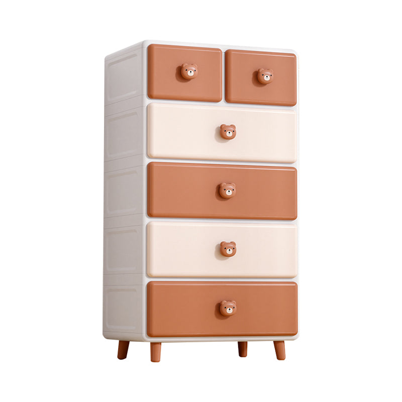 Contemporary Vertical Nursery Dresser Plastic Kids Nightstand with Drawers