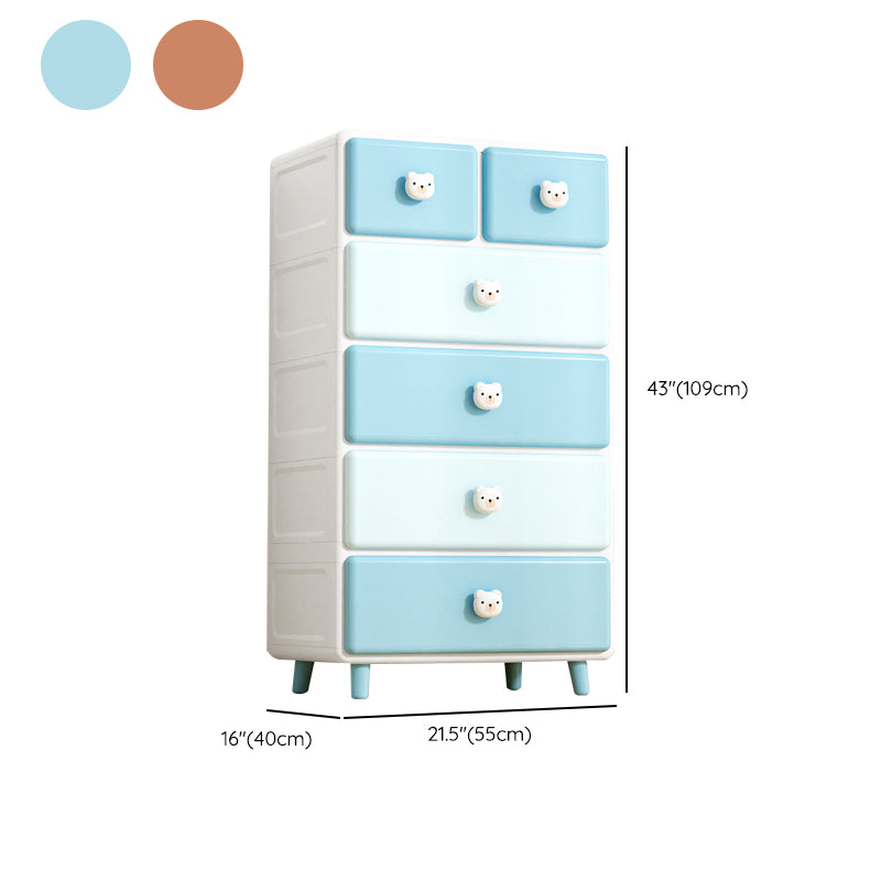 Contemporary Vertical Nursery Dresser Plastic Kids Nightstand with Drawers