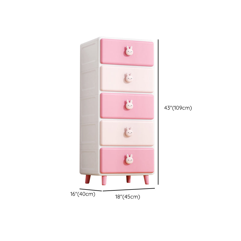 Contemporary Vertical Nursery Dresser Plastic Kids Nightstand with Drawers