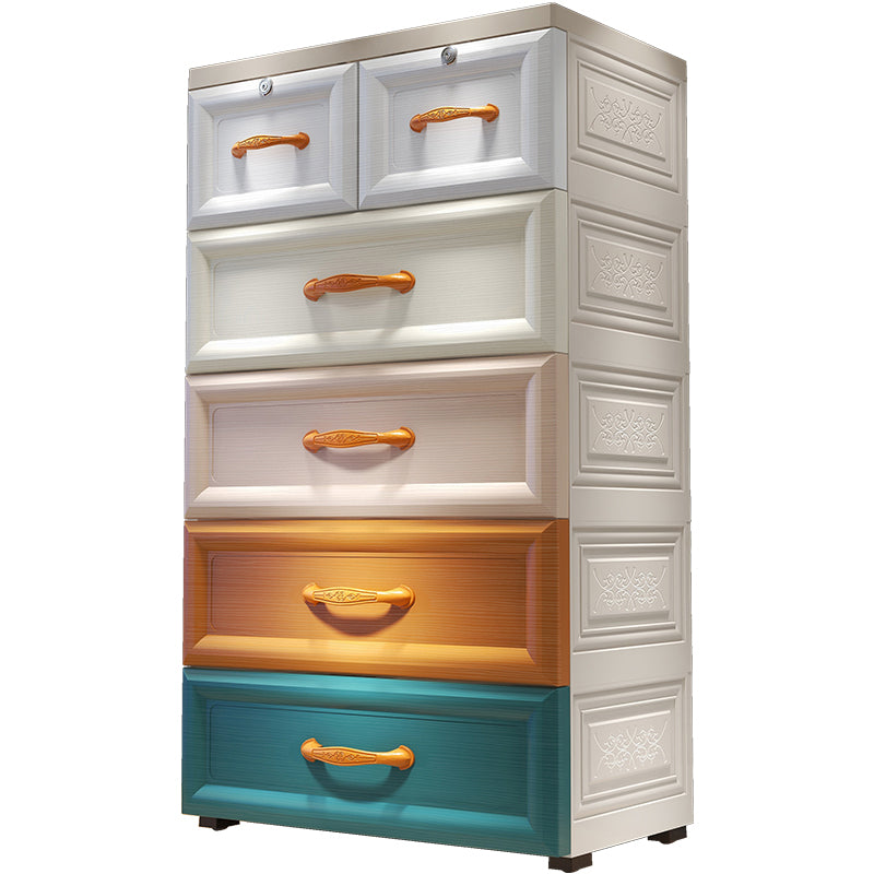 Ultra-Modern Nursery Dresser Plastic Kids Furniture with Drawers for Bedroom