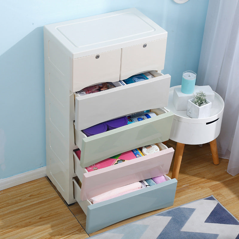 Modern Kids Nightstand Plastic Chest Nursery Dresser with 5/6 Drawers