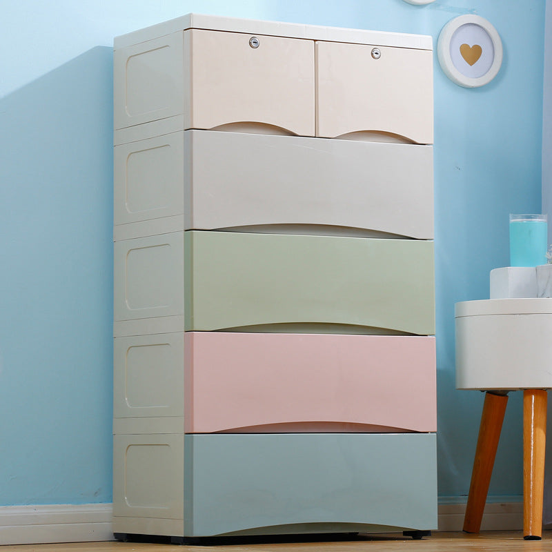 Modern Kids Nightstand Plastic Chest Nursery Dresser with 5/6 Drawers