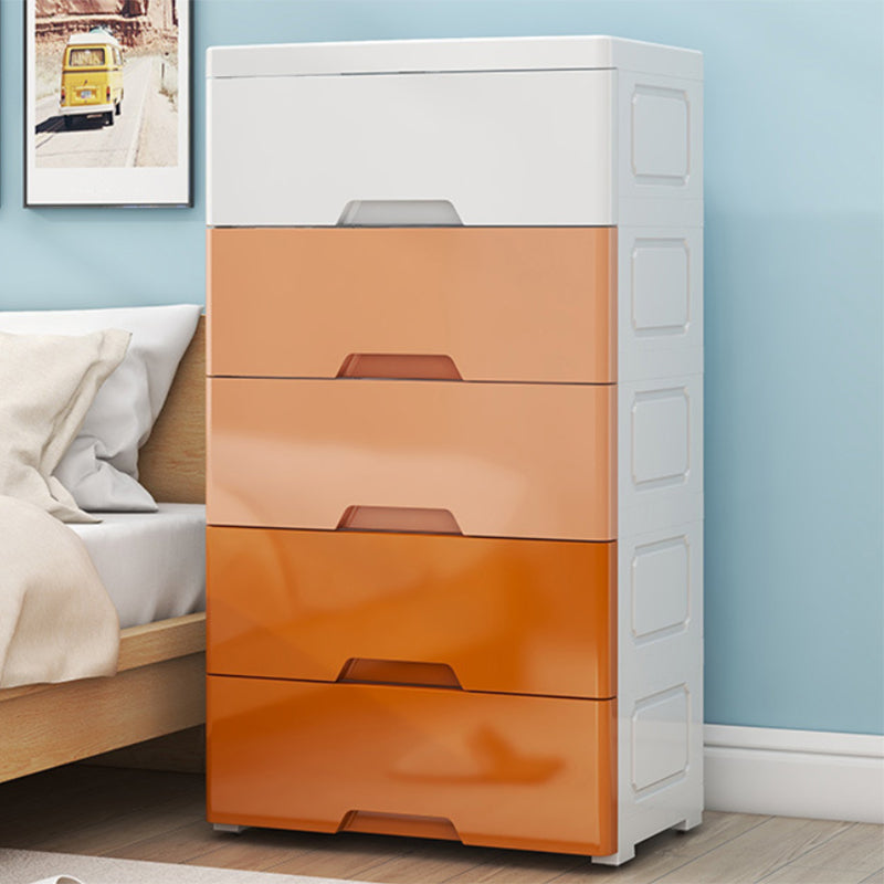 Contemporary Nursery Dresser Vertical Plastic Kids Nightstand with Drawers