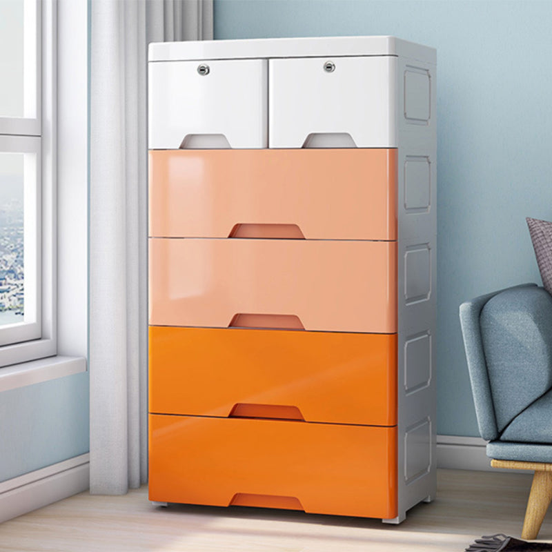 Contemporary Nursery Dresser Vertical Plastic Kids Nightstand with Drawers