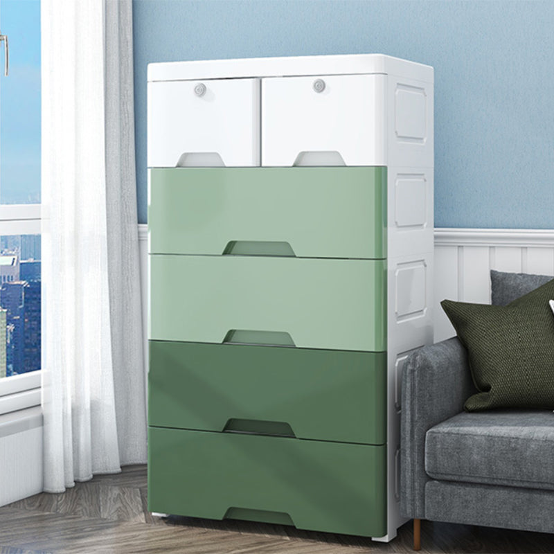 Contemporary Nursery Dresser Vertical Plastic Kids Nightstand with Drawers