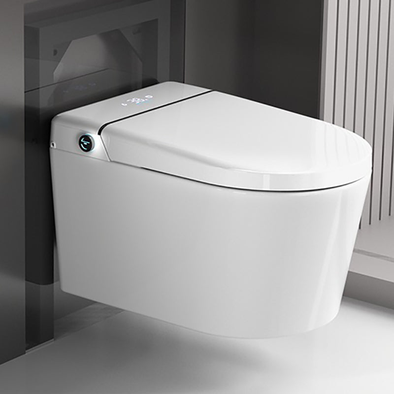 Elongated Wall Mounted Bidet Dryer White Wall Hung Toilet Set