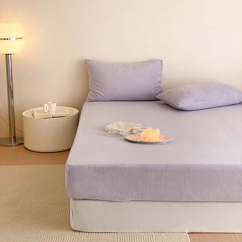 Non-Pilling Fitted Sheet Solid Color Polyester Ultra-Soft Breathable Fitted Sheet