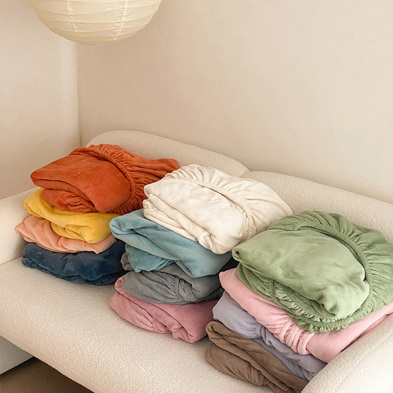 Non-Pilling Fitted Sheet Solid Color Polyester Ultra-Soft Breathable Fitted Sheet