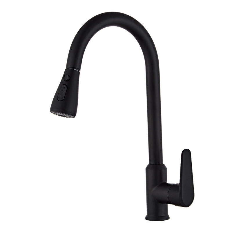 Contemporary Kitchen Sink Faucet Copper Swivel Spout with Pull out Faucet