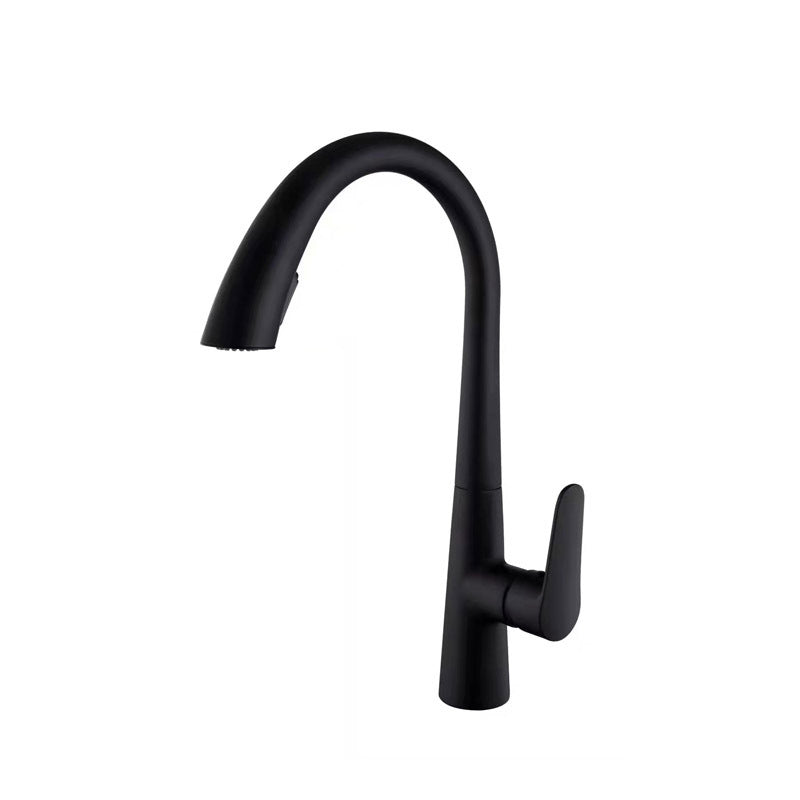 Contemporary Kitchen Sink Faucet Copper Swivel Spout with Pull out Faucet