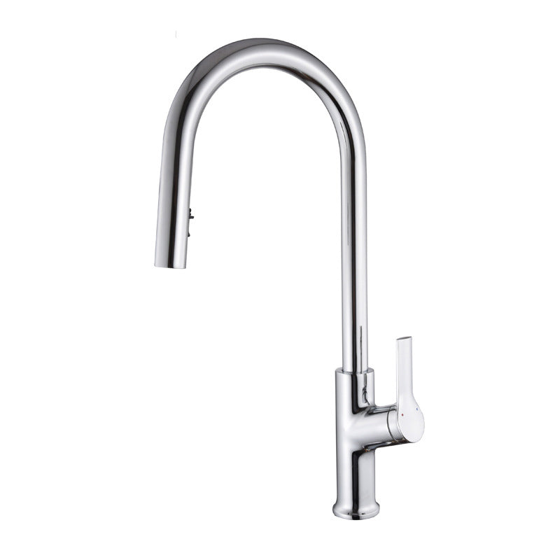 Contemporary Kitchen Sink Faucet Copper Swivel Spout with Pull out Faucet