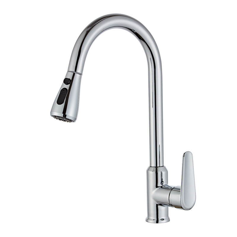 Contemporary Kitchen Sink Faucet Copper Swivel Spout with Pull out Faucet