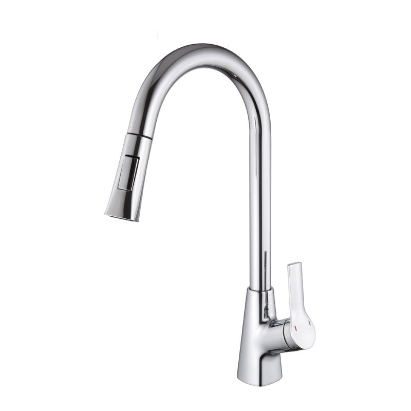 Contemporary Kitchen Sink Faucet Copper Swivel Spout with Pull out Faucet