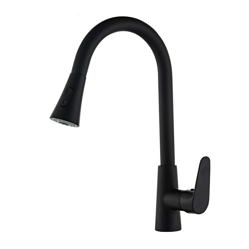 Contemporary Kitchen Sink Faucet Copper Swivel Spout with Pull out Faucet