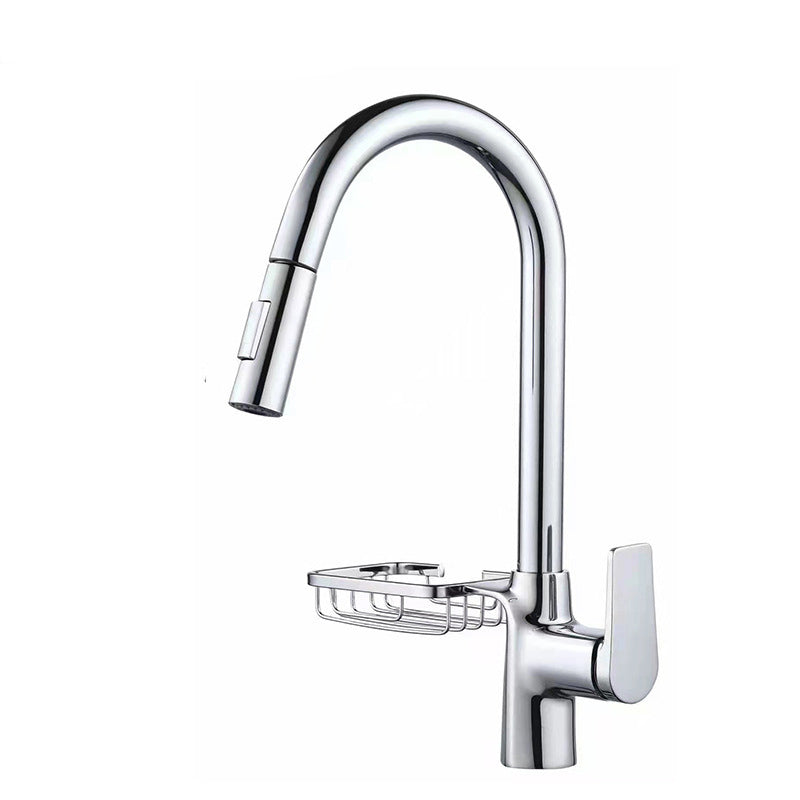 Contemporary Kitchen Sink Faucet Copper Swivel Spout with Pull out Faucet