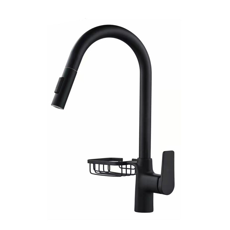 Contemporary Kitchen Sink Faucet Copper Swivel Spout with Pull out Faucet