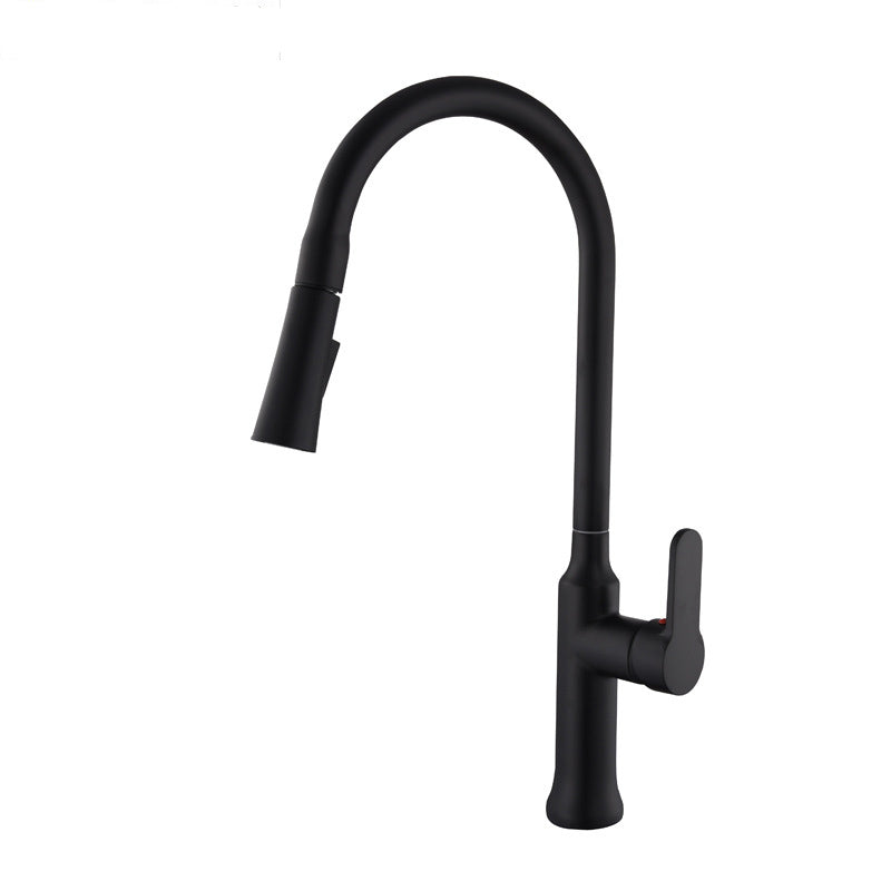 Contemporary Kitchen Sink Faucet Copper Swivel Spout with Pull out Faucet