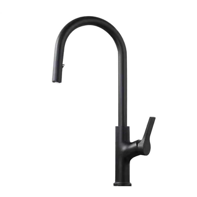 Contemporary Kitchen Sink Faucet Copper Swivel Spout with Pull out Faucet