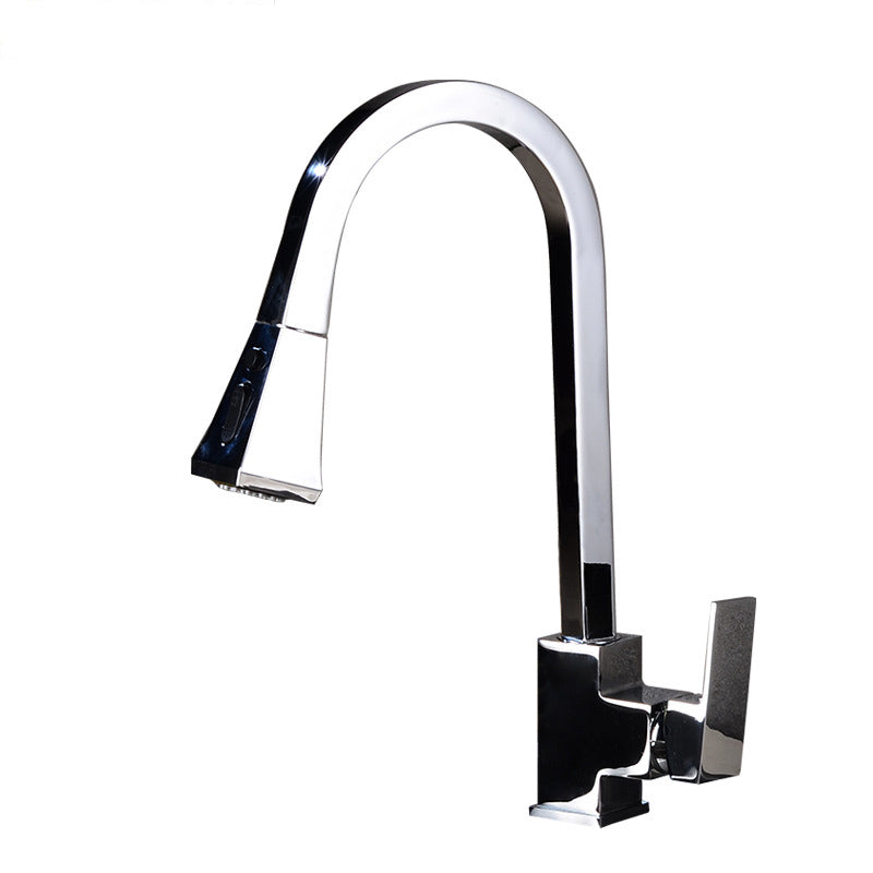 Contemporary Kitchen Sink Faucet Copper Swivel Spout with Pull out Faucet