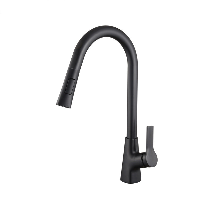 Contemporary Kitchen Sink Faucet Copper Swivel Spout with Pull out Faucet