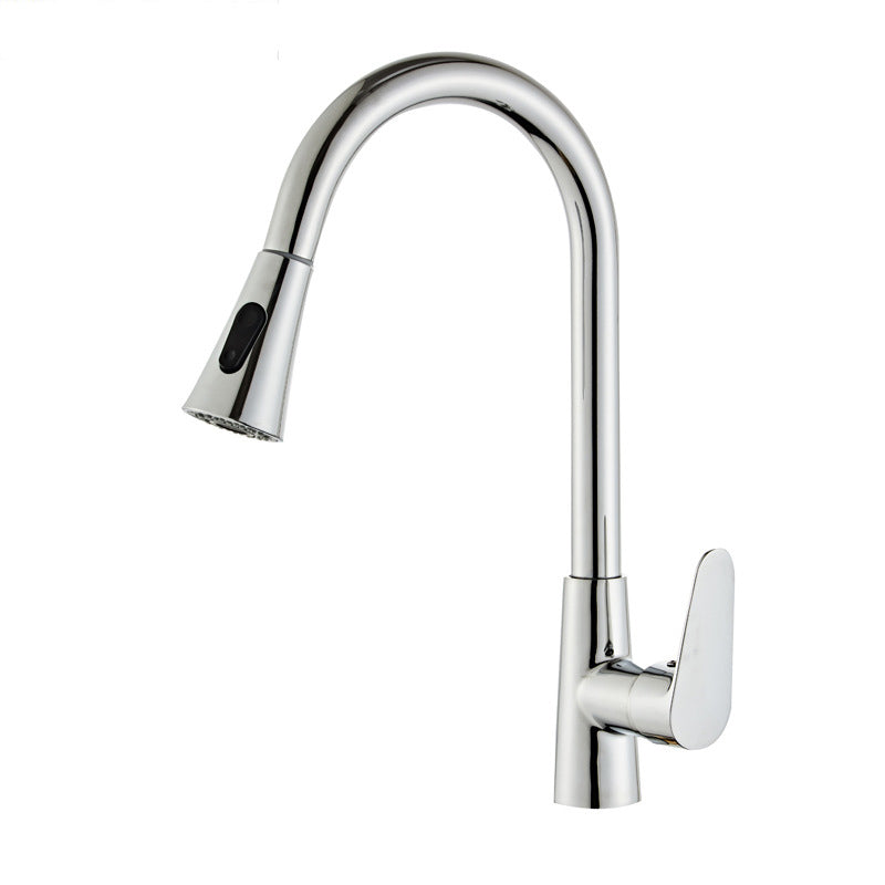 Contemporary Kitchen Sink Faucet Copper Swivel Spout with Pull out Faucet