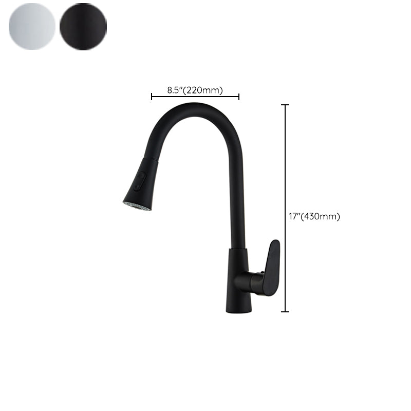 Contemporary Kitchen Sink Faucet Copper Swivel Spout with Pull out Faucet