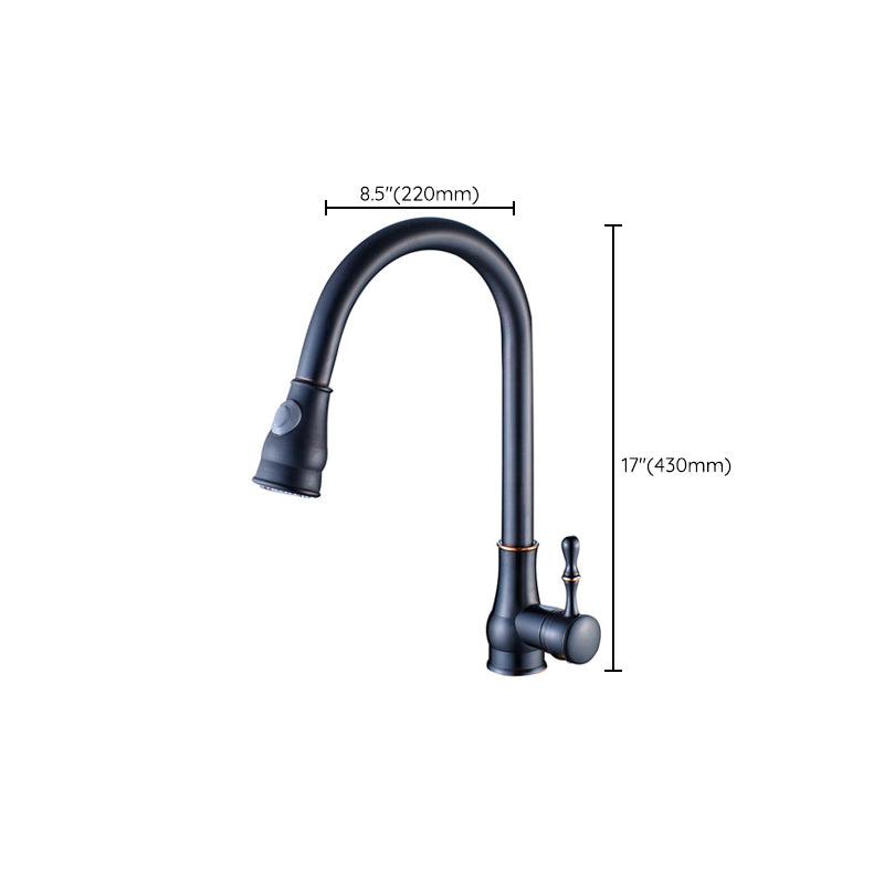 Contemporary Kitchen Sink Faucet Copper Swivel Spout with Pull out Faucet