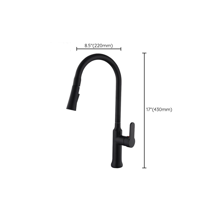 Contemporary Kitchen Sink Faucet Copper Swivel Spout with Pull out Faucet