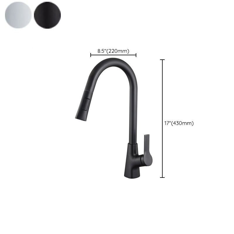 Contemporary Kitchen Sink Faucet Copper Swivel Spout with Pull out Faucet