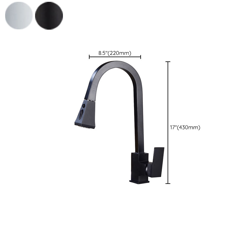 Contemporary Kitchen Sink Faucet Copper Swivel Spout with Pull out Faucet