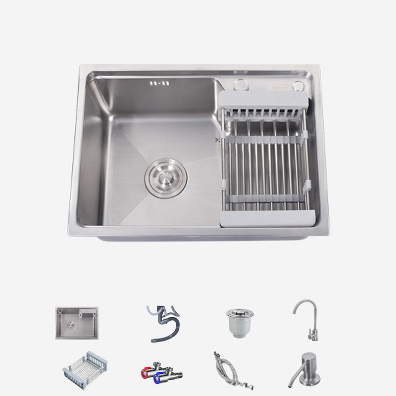 Stainless Steel Kitchen Sink 1 Holes Drop-In Noise-cancelling Design Kitchen Sink