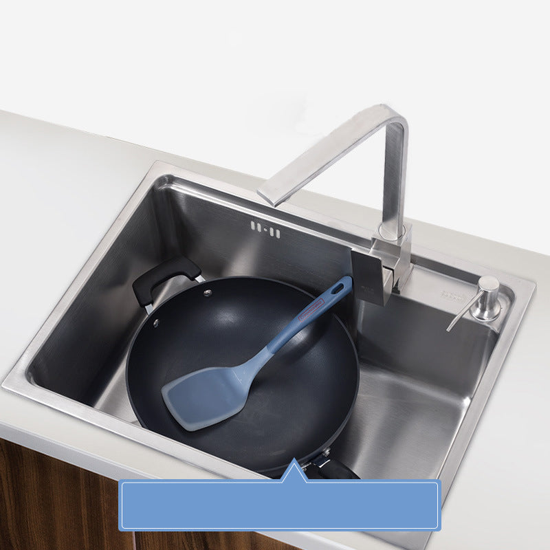 Stainless Steel Kitchen Sink 1 Holes Drop-In Noise-cancelling Design Kitchen Sink