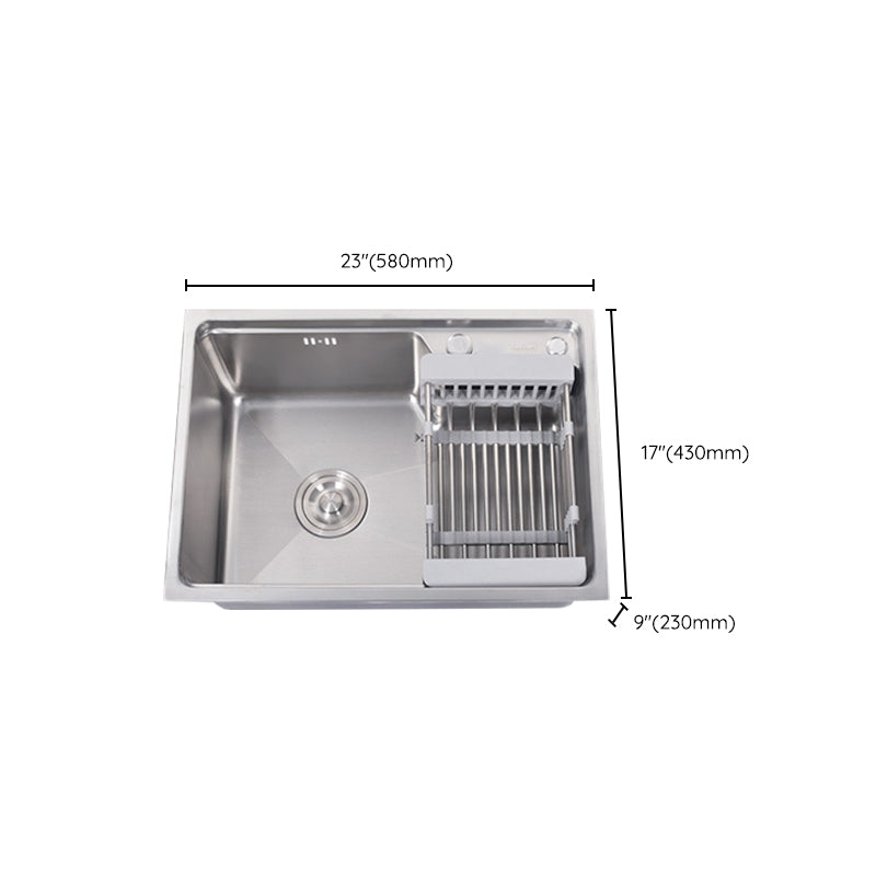 Stainless Steel Kitchen Sink 1 Holes Drop-In Noise-cancelling Design Kitchen Sink