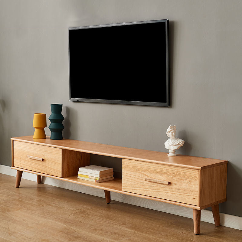 Contemporary TV Media Stand Wooden Media Console with 2 Drawers