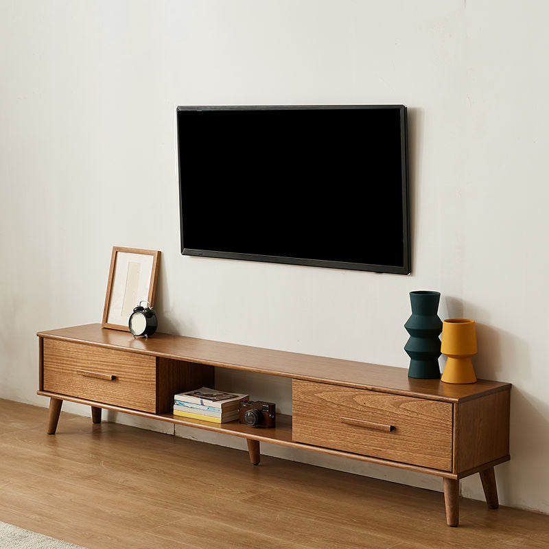 Contemporary TV Media Stand Wooden Media Console with 2 Drawers